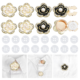 8шт 2 стиль запонки из сплава, с 20 пластиковыми кнопками шт., цветок, платина
