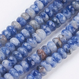 Natural Blue Spot Jasper Beads Strands, Faceted, Rondelle