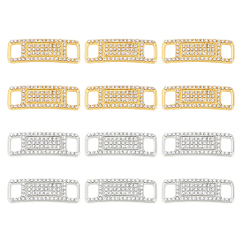 12 шт. 2 цвета латунь микро паве прозрачное стекло соединительные подвески, для декора обуви, закругленный прямоугольник