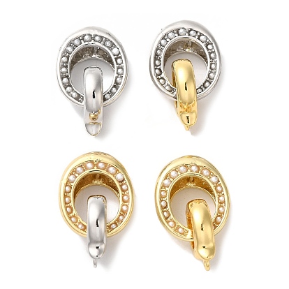 Овальная стойка с латунным покрытием, складные застежки, с абс пластмассовыми жемчужными бисером, долговечный, без свинца и без кадмия