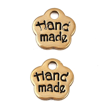 304 нержавеющей стальной эмали подвески, цветок со словом подвески ручной работы, ионное покрытие (ip)