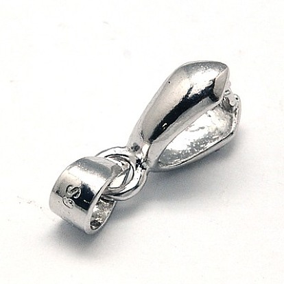 925 Sterling Silver Ice Pick & Pinch Bails, 13x3mm, Hole: 3.x3.5mm, Pin: 0.6mm