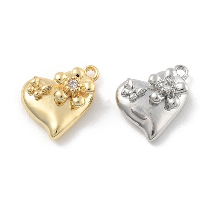 Латунные микро проложить кубического циркония подвески, без кадмия, без никеля и без свинца, сердце с подвесками в виде бабочек
