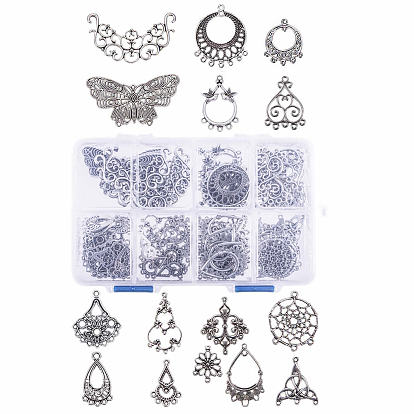 Tibetan Style Alloy Chandelier Components Links Sets, Butterfly & Drop, Lead Free