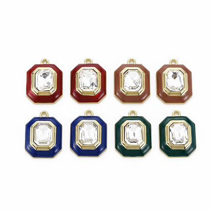 Crémaillère placage pendentifs en émail d'alliage, avec strass cristal, or et de lumière, sans cadmium et sans nickel et sans plomb, octogone