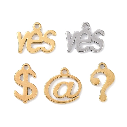 304 прелести нержавеющей стали, лазерная резка, Подвеска со словом «да», вопросительным знаком и знаком доллара