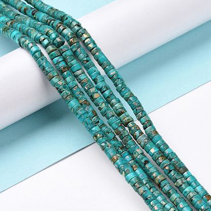 Synthetic Imperial Jasper & Opal Beads Strands, Dyed, Heishi Beads, Flat Round/Disc