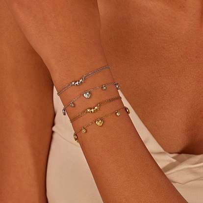 304 Edelstahl-Glieder- und Bettelarmbänder für Damen