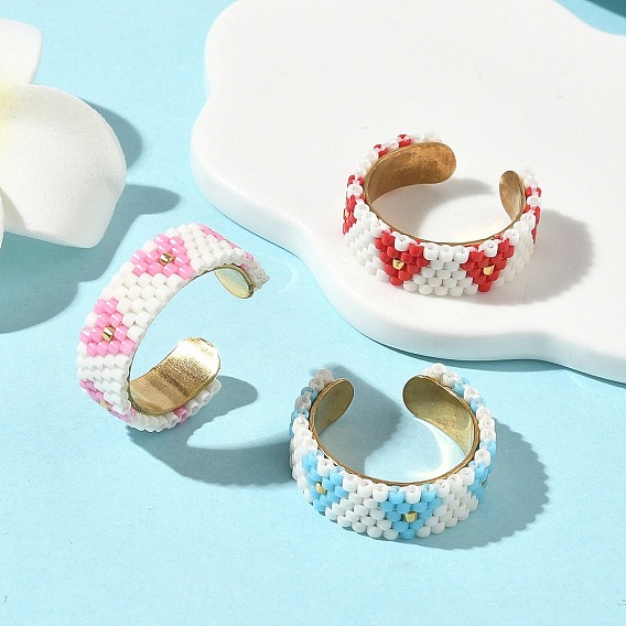 Cuentas de vidrio con 304 anillos de acero inoxidable para puños, corazón