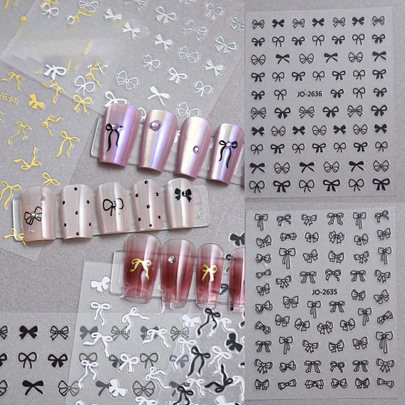 Самоклеящиеся наклейки для дизайна ногтей в виде банта, украшение для украшения ногтей