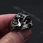 Anillos retro de aleación de zinc para hombre, cráneo con la serpiente