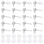250Pcs 304 Stainless Steel Half Round Stud Earring Findings, with Horizontal Loops, with 300Pcs Plastic Ear Nuts