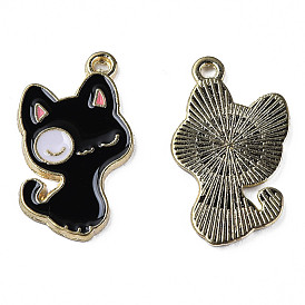 Colgantes de la aleación del esmalte, sin plomo y cadmio, la luz de oro, gato