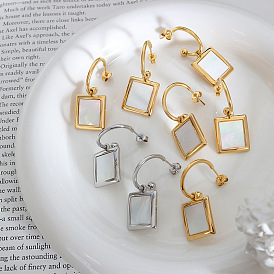 Chic Square White Mother of Pearl Earrings for Women - Fashionable, Versatile and Luxurious Jewelry Accessory