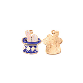 Zinc Alloy Enamel Pendants, Rabbit Bit, Rabbit with Hat