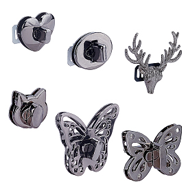 6 Sets 6 Styles Zinc Alloy Bag Twist Lock Accessories, Handbags Turn Lock, Mixed Shapes