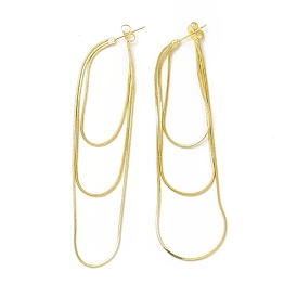 Brass Snake Chains Tassel Dangle Stud Earrings for Women, Cadmium Free & Nickel Free & Lead Free