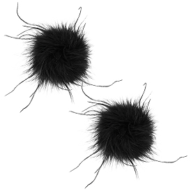 Broches en plumes d'autruche pour vêtements, ronde, avec du fer, platine