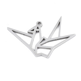 304 Stainless Steel Pendants, Laser Cut, Paper Crane