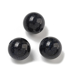 Synthetic Blue Goldstone Beads, Round