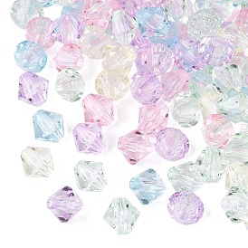 Прозрачные акриловые бусины, двухконусные, граненые