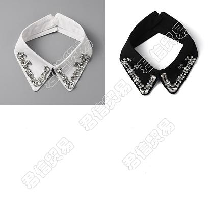 Ahademaker 2pcs 2 collares desmontables de poliéster estilo dama, ajuste del escote, con pedrería de cristal de vidrio y fornituras de latón