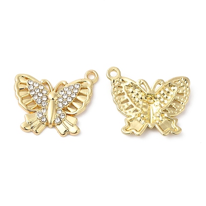 Alloy Rhinestone Pendants, Butterfly Charms