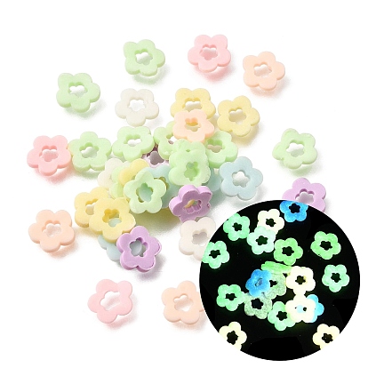 Luminous Handmade Polymer Clay Cabochons, Hollow Flower, Glow in the Dark