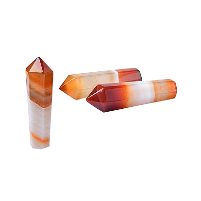 Tour de points, cornaline naturelle, prisme hexagonal, baguettes en pierre de guérison, pour les décors de thérapie de méditation reiki chakra