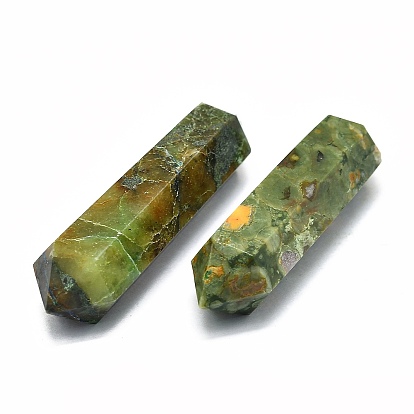 Natural Rhyolite Jasper Beads, Healing Stones, Reiki Energy Balancing Meditation Therapy Wand, No Hole/Undrilled, Double Terminated Point