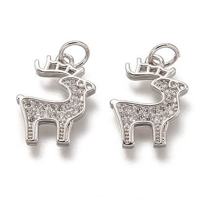 Латунные микропаве прозрачные подвески с фианитом, без кадмия и без свинца, долговечный, олень