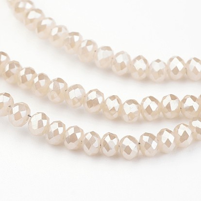 Стеклянные бусины с гальваническим покрытием , имитация нефрита, рондель, с полным покрытием цвета радуги, граненые