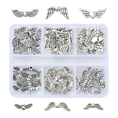 60 шт. 6 стили тибетского стиля бусины из сплава с крыльями, без кадмия и без свинца