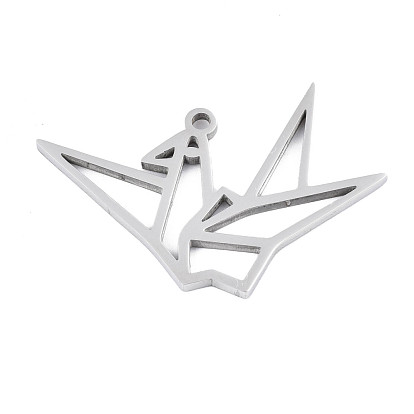 304 Stainless Steel Pendants, Laser Cut, Paper Crane