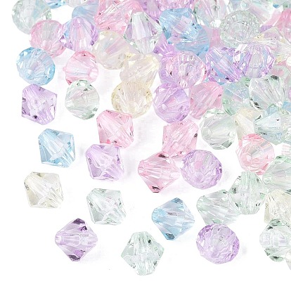 Прозрачные акриловые бусины, двухконусные, граненые