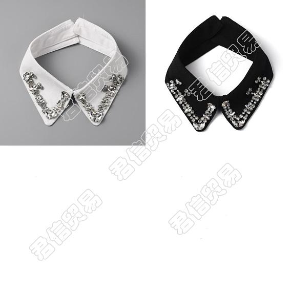 Ahademaker 2pcs 2 collares desmontables de poliéster estilo dama, ajuste del escote, con pedrería de cristal de vidrio y fornituras de latón