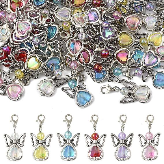 60шт 6 стиль акриловые и сплав подвесные украшения, Сплав с застежками когтя омара