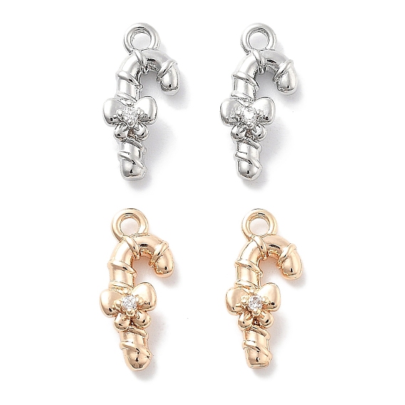 Подвески из прозрачного кубического циркония с микропейвом, без кадмия, без никеля и без свинца, Рождество костылем