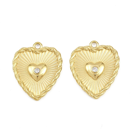 304 из нержавеющей стали горный хрусталь подвески, сердце, ионное покрытие (ip), ручная полировка