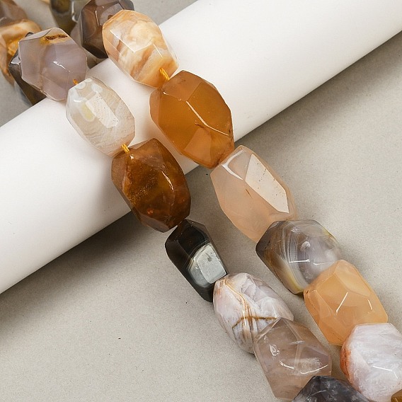 Натуральные бусины из желтого ботсванского агата, граненые, самородки