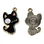 Alloy Enamel Pendants, Cadmium Free & Lead Free, Light Gold, Cat
