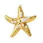 304 Stainless Steel Big Pendants, Starfish Charms, with ABS Plastic Pearl, PVD Vacuum Plating, Real 18K Gold Plated
