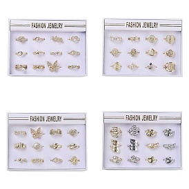 Rack Plating Brass Micro Pave Cubic Zirconia Finger Ring, Long-Lasting Plated, Cadmium Free & Lead Free, Mixed Shapes