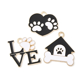 Подвески с отпечатками лап из эмали и сплава, золотой свет