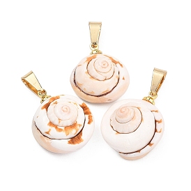 Подвески из натуральной кожи шива в виде ракушек, Подвески в форме ракушки с защелкивающимися креплениями из нержавеющей стали., papayawhip