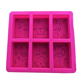 DIY Soap Silicone Molds, for Handmade Soap Making, Flat Rectangle with Flamingo Pattern