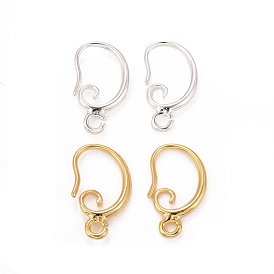Rack Plating Eco-friendly Brass Earring Hooks, with Horizontal Loop, Lead Free & Cadmium Free