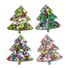 Acrylic Pendants, with Paillette Power inside, Christmas Tree Charms