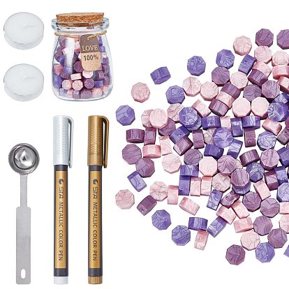 CRASPIR Sealing Wax Particles, with Metallic Markers Paints Pens, Stainless Steel Spoon, Candle, for Retro Seal Stamp