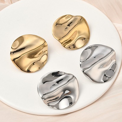 304 плоские круглые серьги-гвоздики из нержавеющей стали, ионное покрытие (ip)